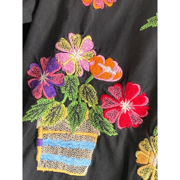 Michael Simon Sez Cardigan Black Multi Floral Embroidered Button Front Girl 7/8 - Picture 11 of 12